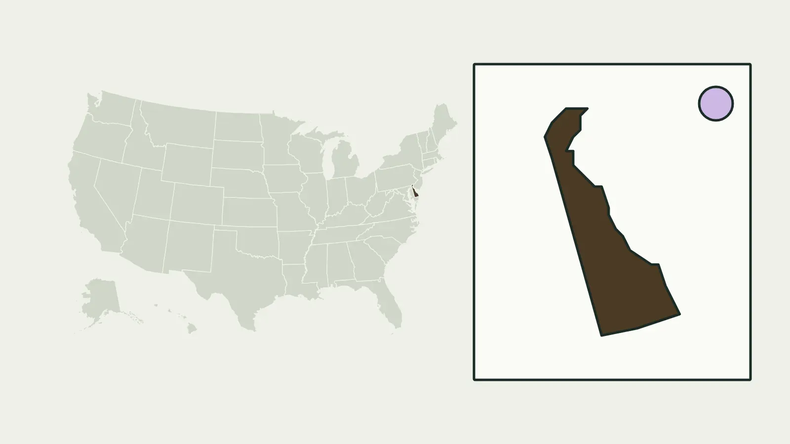 Map of the United States with Delaware highlighted
