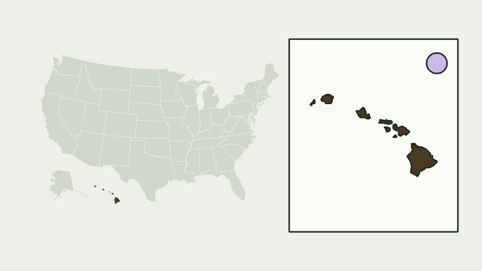 Map of the United States with Hawaii highlighted
