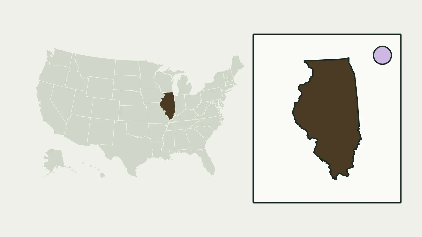 Map of the United States with Illinois highlighted