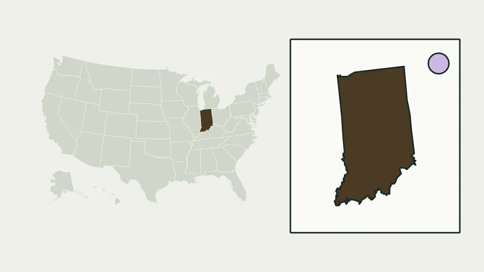 Map of the United States with Indiana highlighted