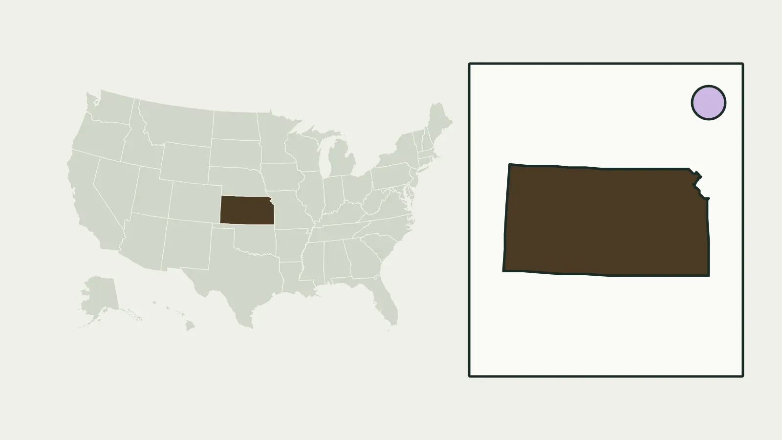 Map of the United States with Kansas highlighted
