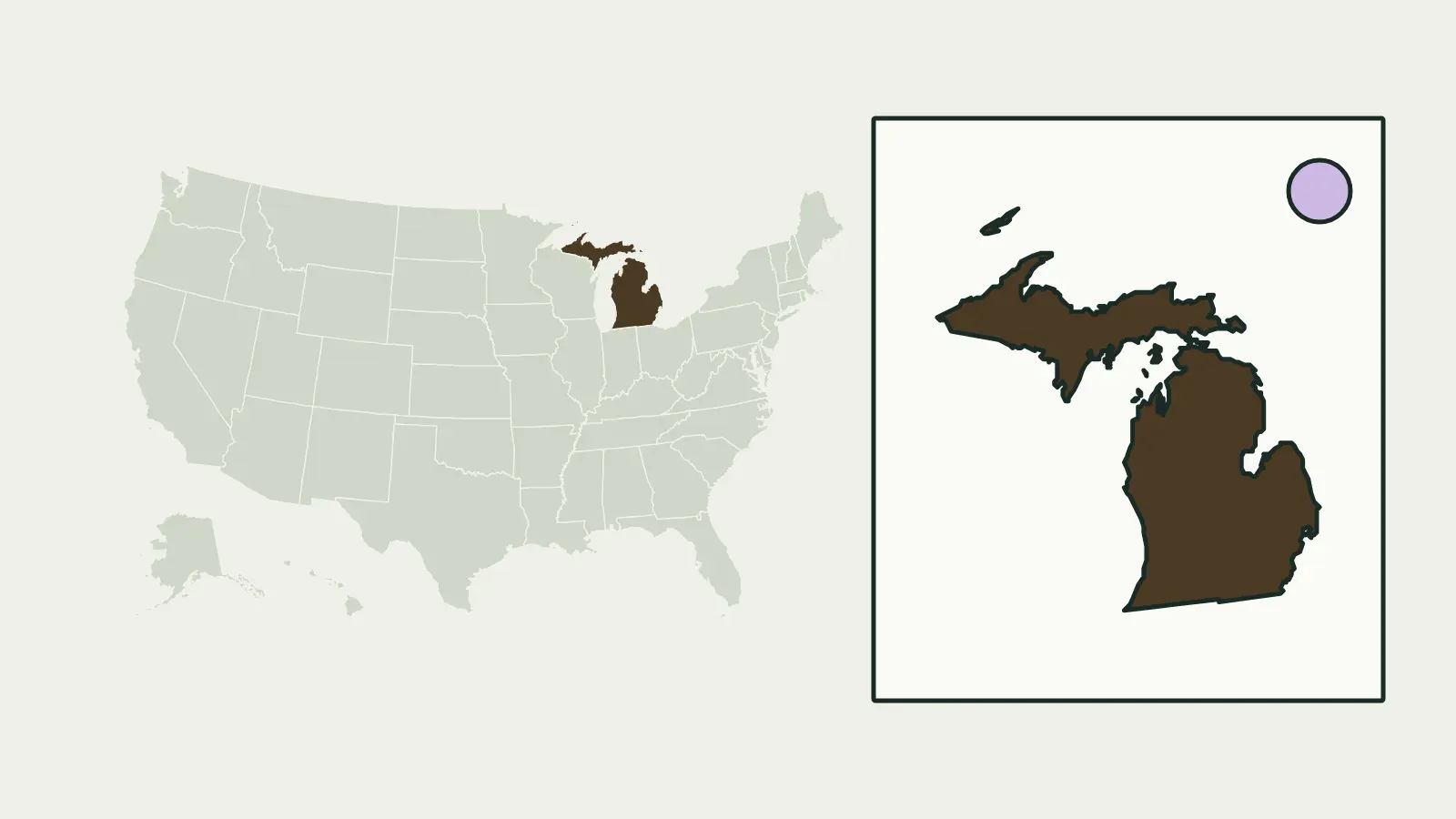 Map of the United States with Michigan highlighted