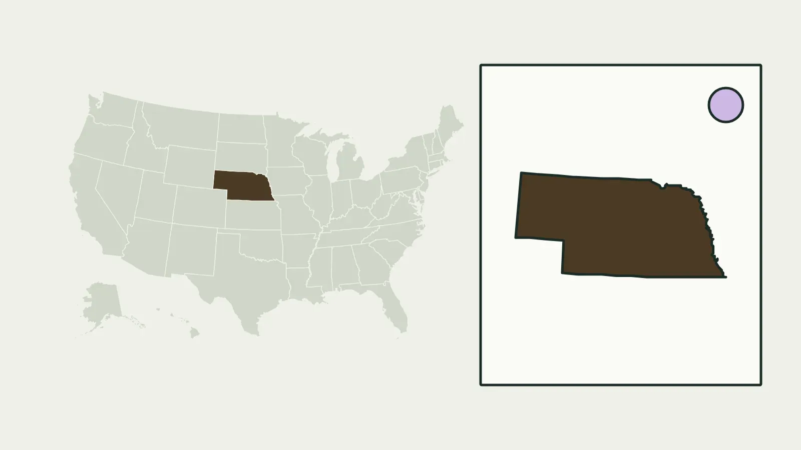 Map of the United States with Nebraska highlighted