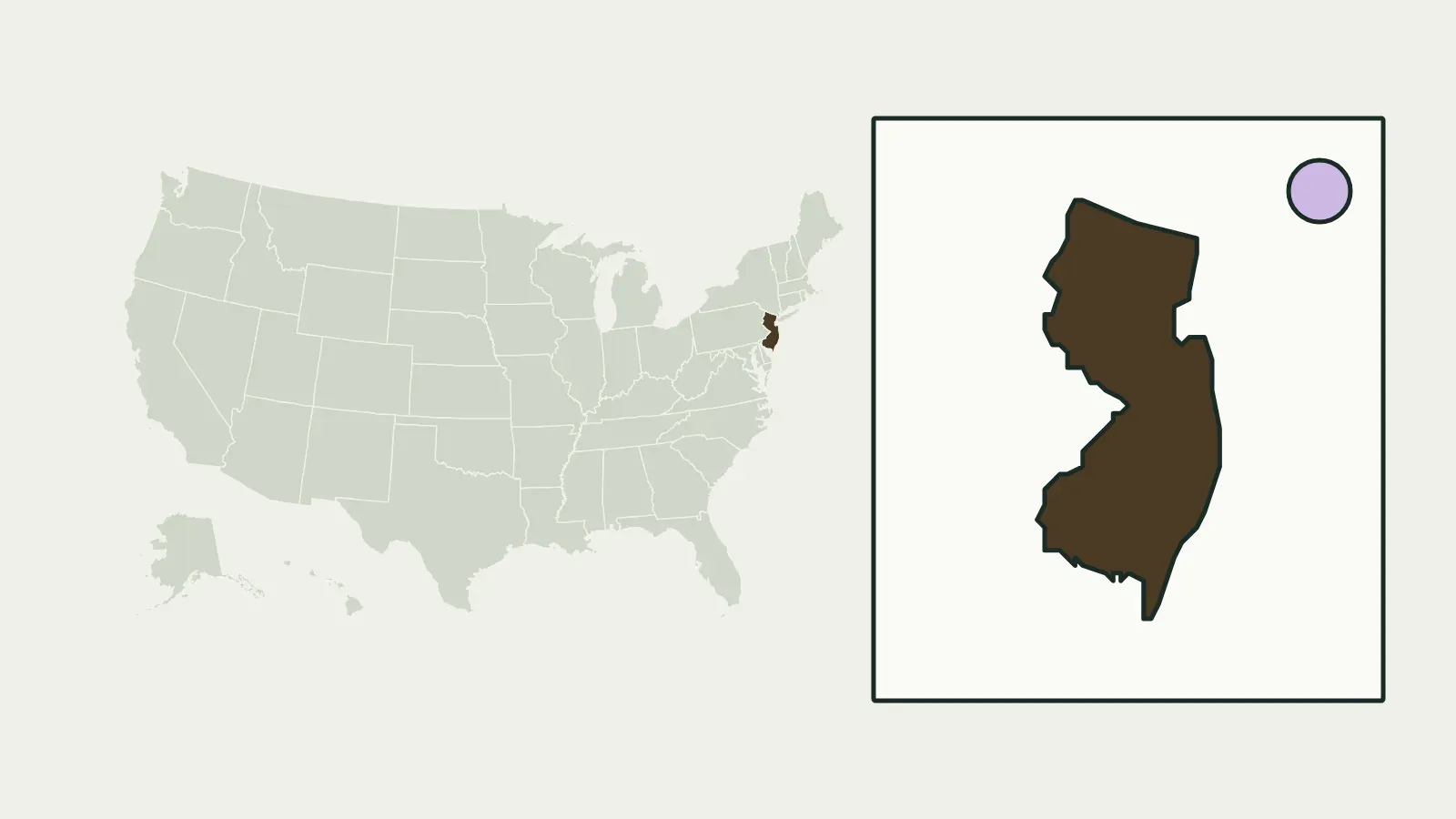 Map of the United States with New Jersey highlighted