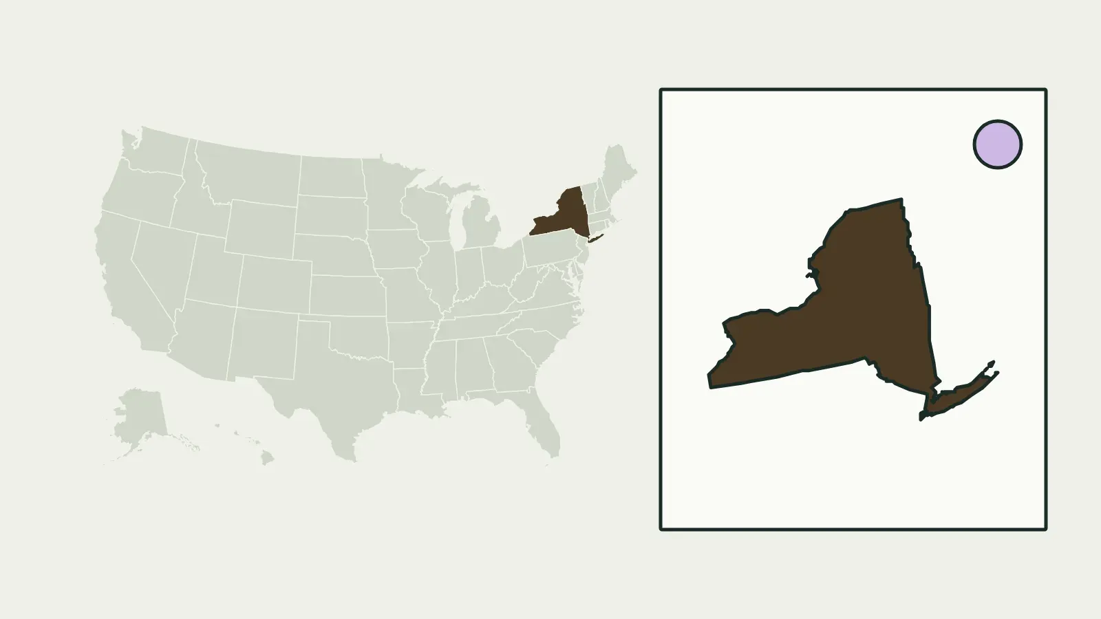 Map of the United States with New York highlighted