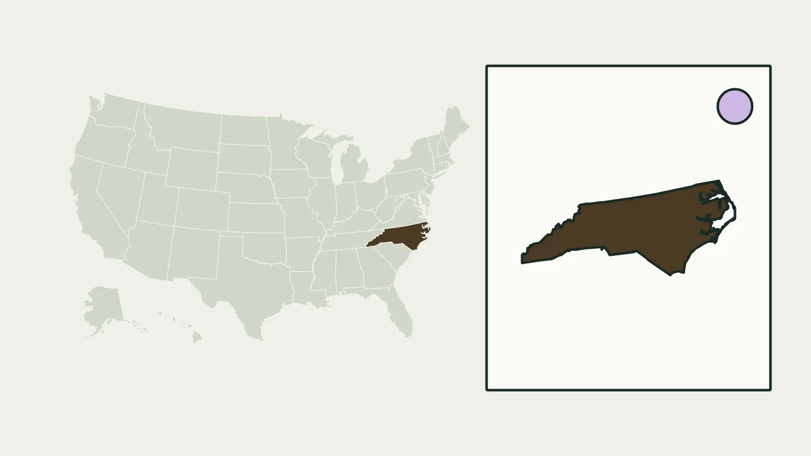 Map of the United States with North Carolina highlighted