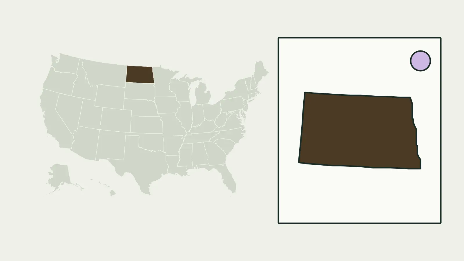 Map of the United States with North Dakota highlighted