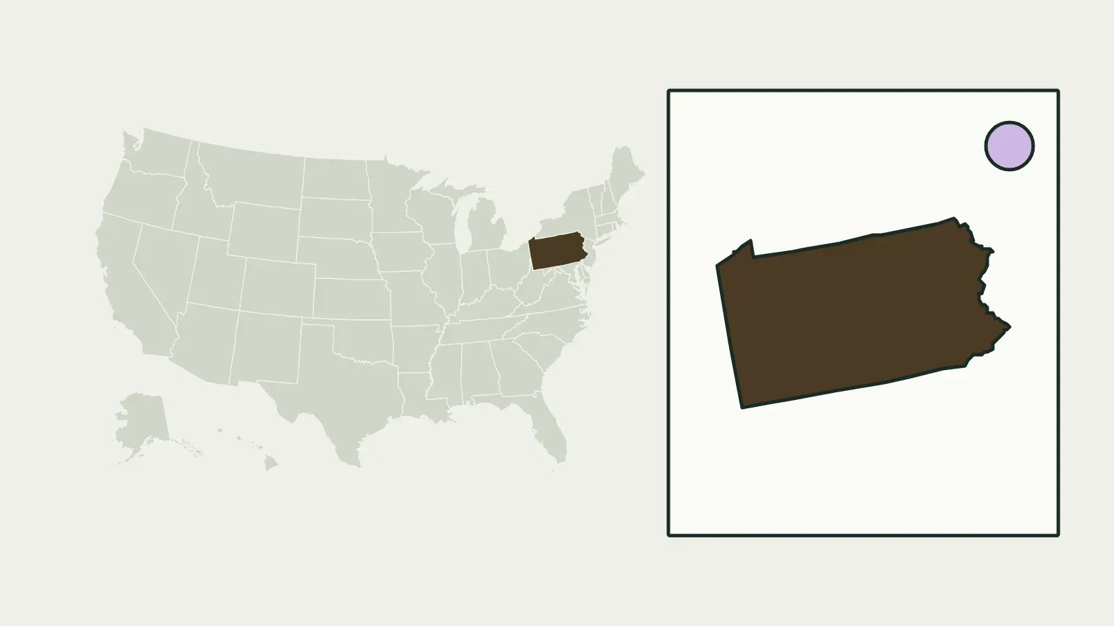 Map of the United States with Pennsylvania highlighted