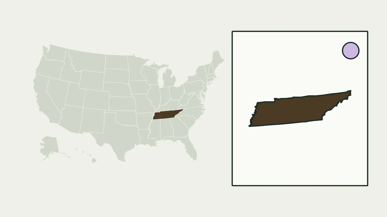 Map of the United States with Tennessee highlighted