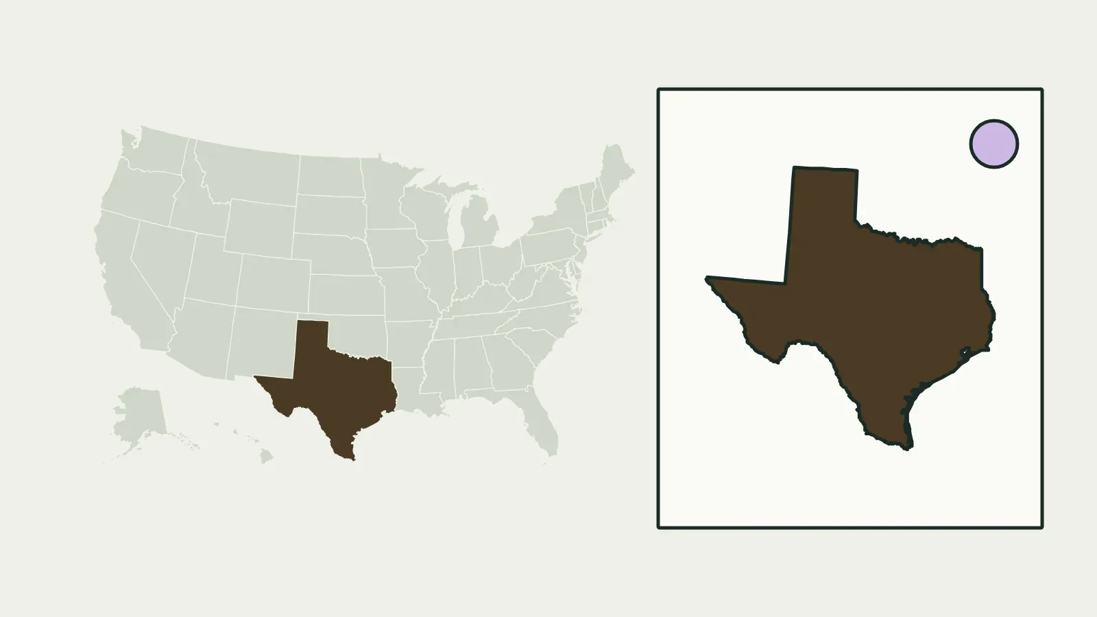 Map of the United States with Texas highlighted