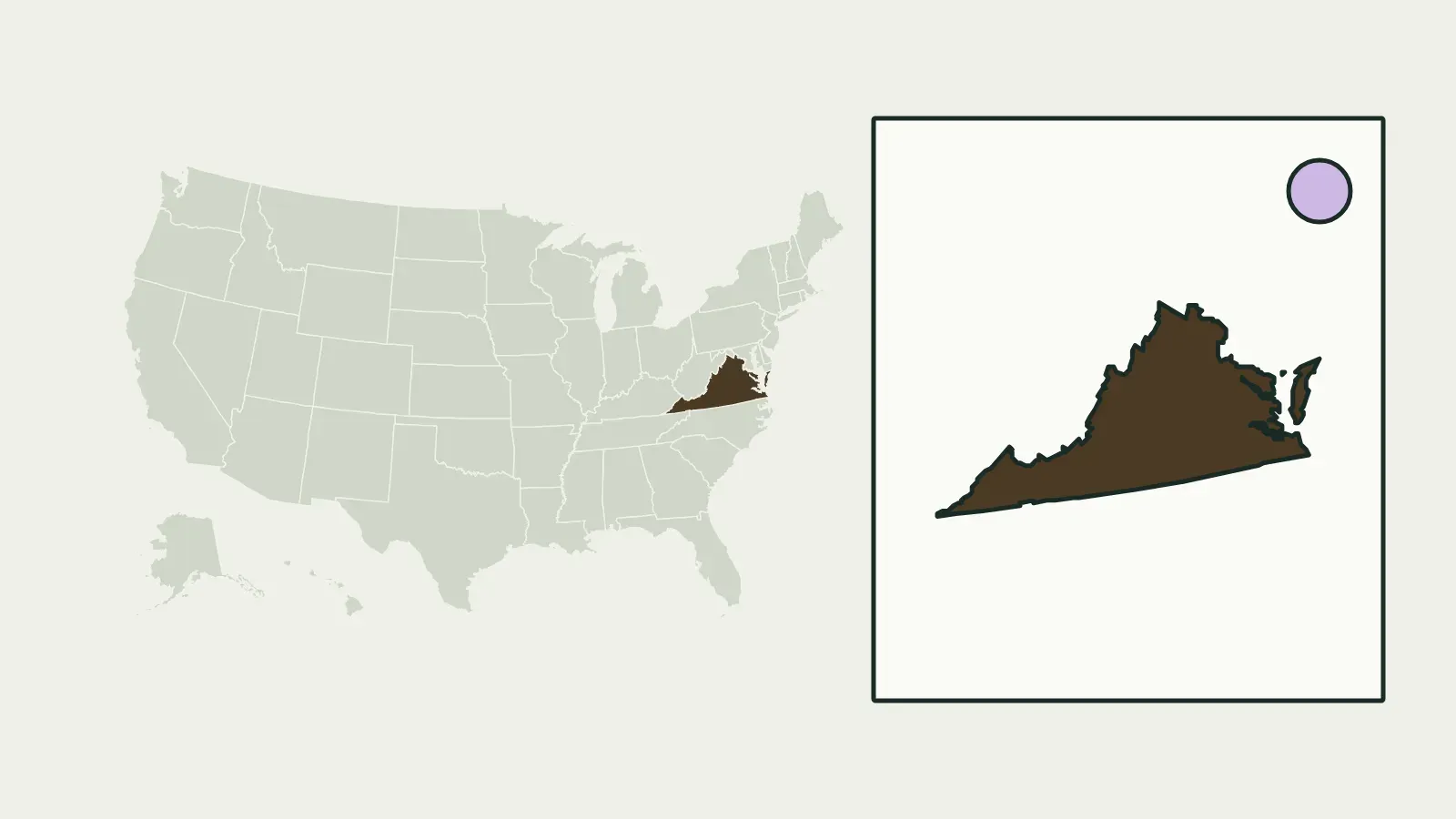 Map of the United States with Virginia highlighted