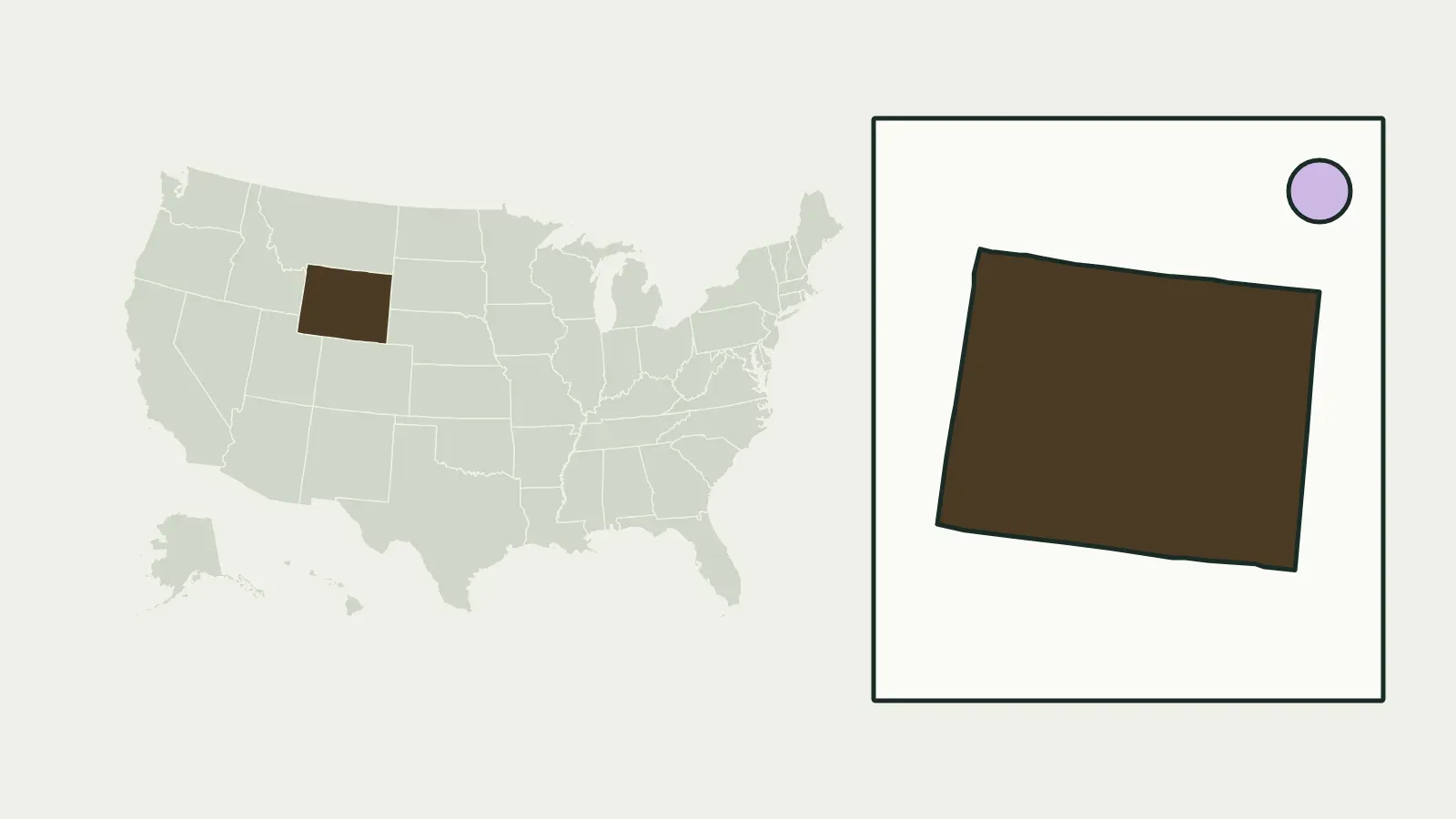 Map of the United States with Wyoming highlighted
